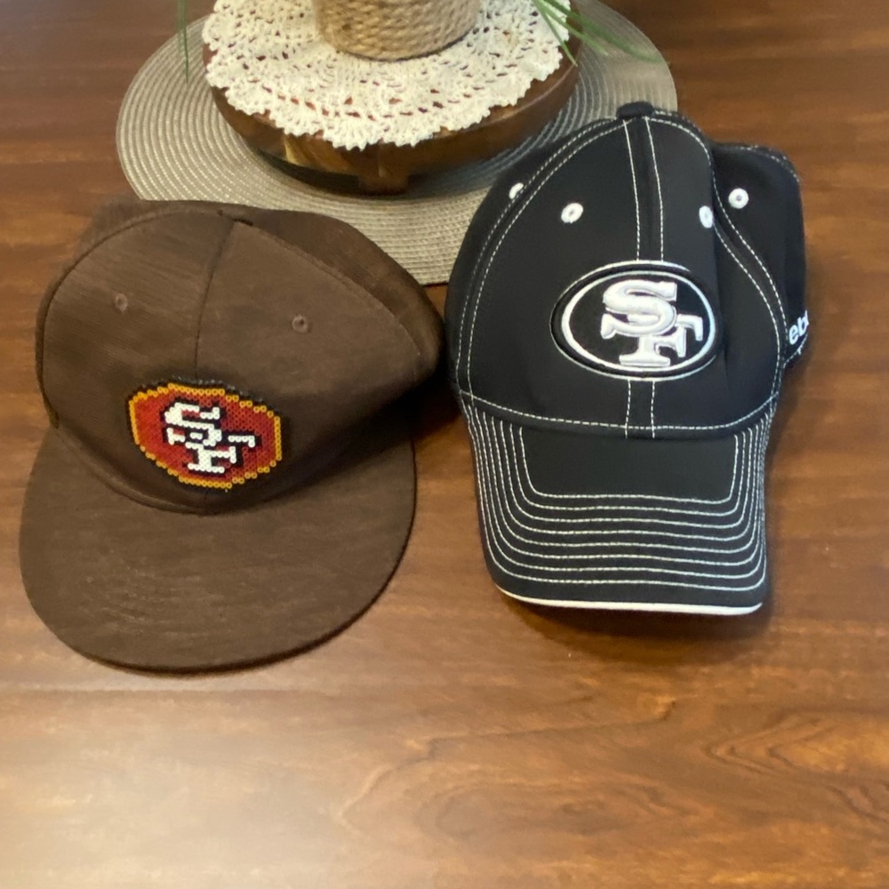 Two San Francisco 49ers baseball caps
